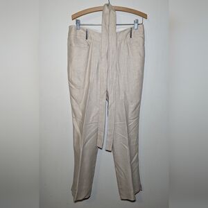 Armani Collezioni Tan Linen-blend Pants Belted Women's Size 8